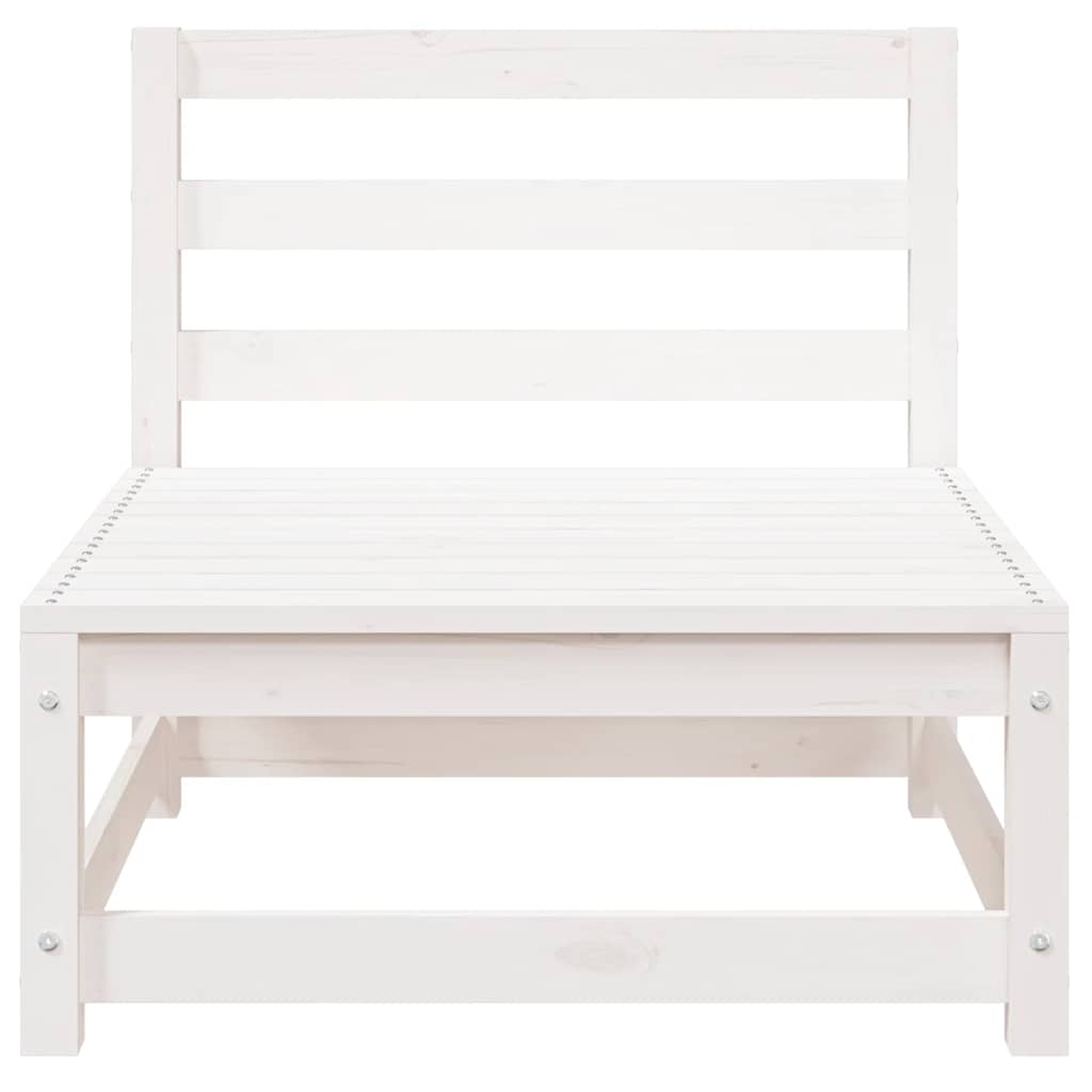 Garden Sofa 3-Seater White Solid Wood Pine